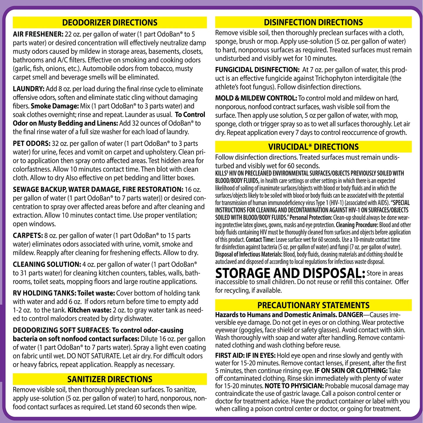 OdoBan Lavender Disinfectant 2-Gal